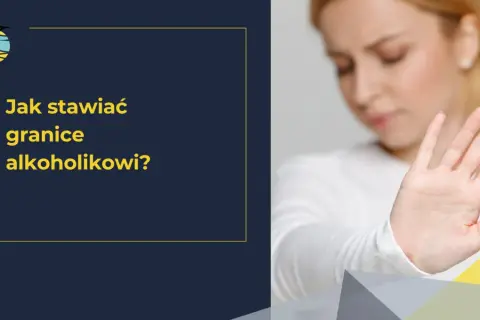 Kobieta pokazuje dłoń w geście "stop", sugerując jak postępować z alkoholikiem po odwyku, stawiając zdrowe granice.