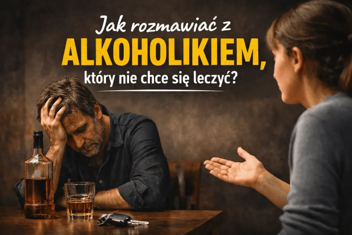 Jakie argumenty trafiają do alkoholika, który nie chce się leczyć? Mężczyzna z butelką alkoholu i kluczykami do samochodu, kobieta gestykuluje.